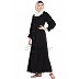 Black color Front open abaya with shirt collar Black color Front open abaya with shirt collar